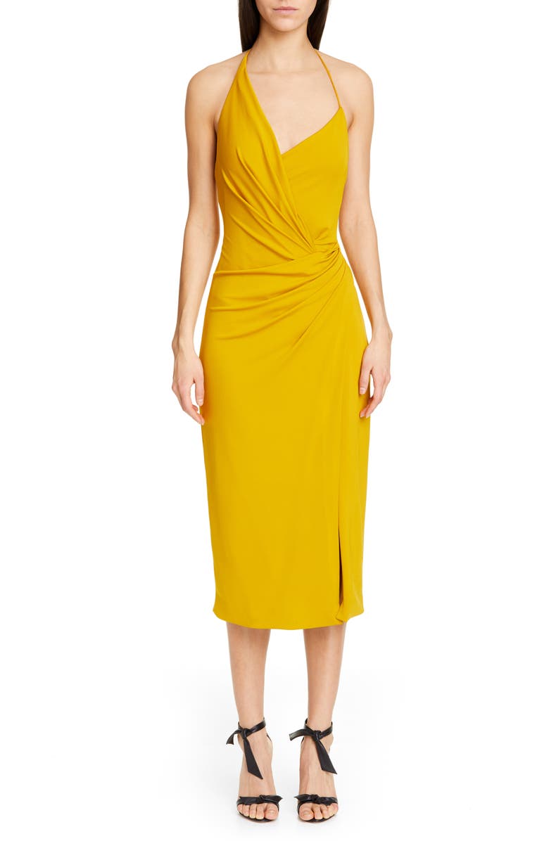 CUSHNIE Asymmetrical Halter Midi Dress, Main, color,