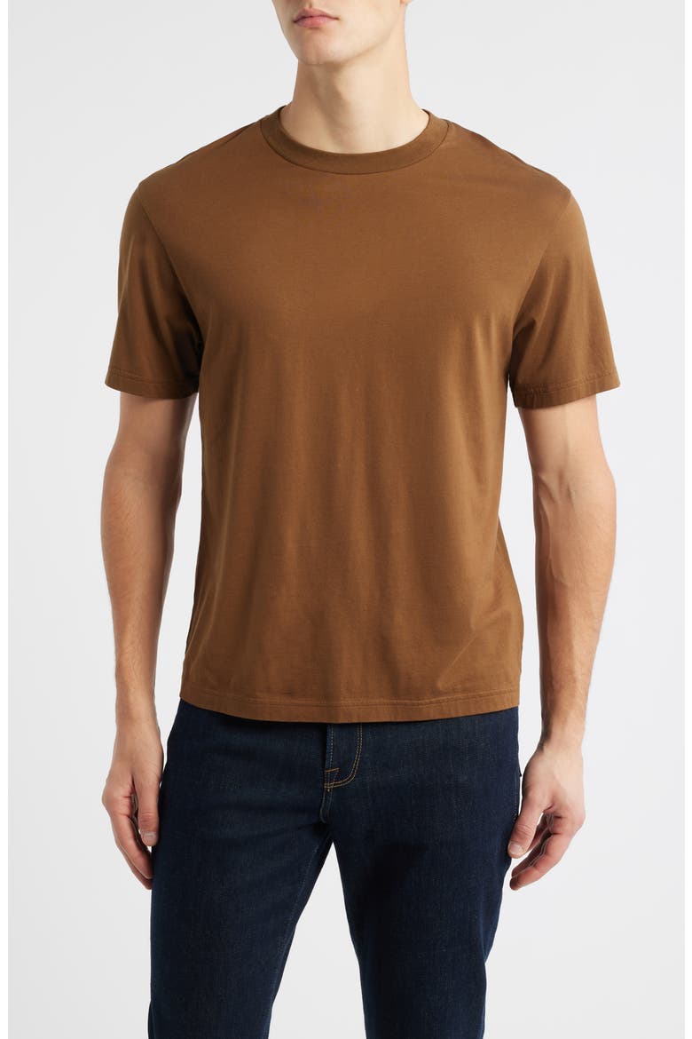 Short Sleeve Light Cotton Tee, Main, color, CARAMEL