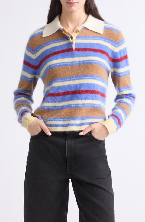 Grizzly Cropped Cashmere Rugby Sweater