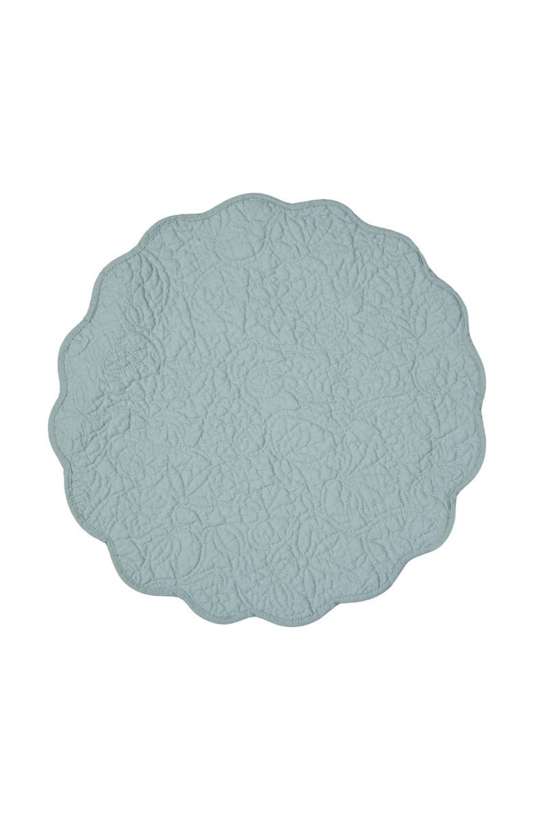 C&F Home Christiana Breeze Reversible Machine Washable Round Quilt Placemats Set of 6, Alternate, color, Blue