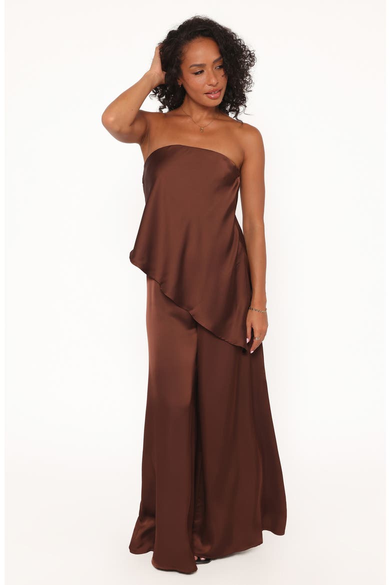 Charmer Wide Leg Satin Pants, Alternate, color, DARK BROWN