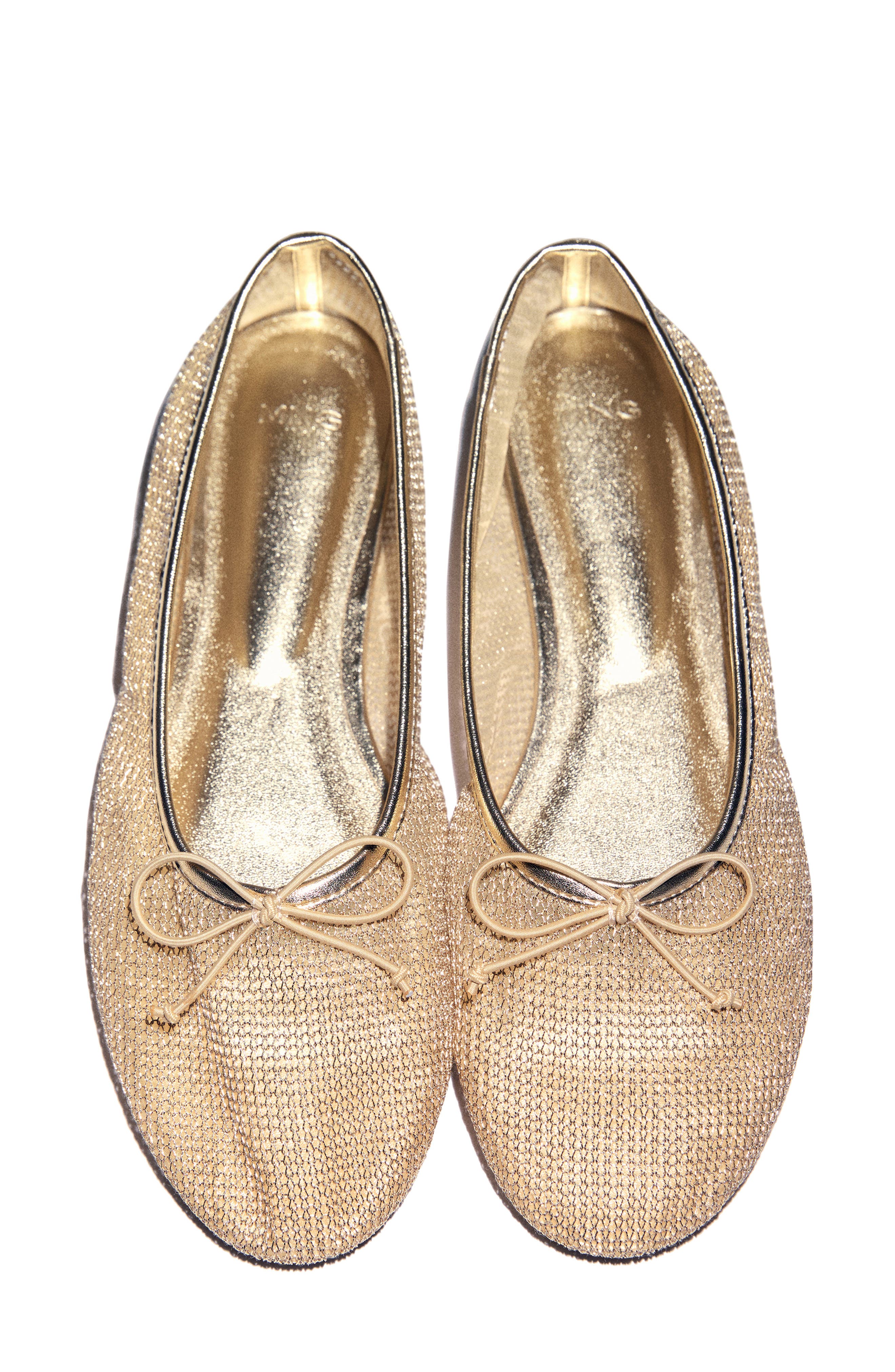 MANGO Mesh Ballerina Flat, Alternate, color, Gold