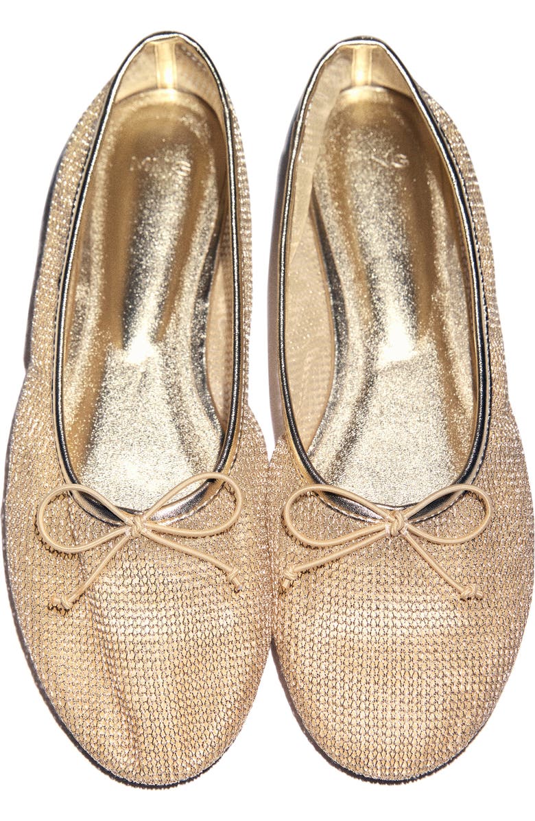 MANGO Mesh Ballerina Flat, Alternate, color, Gold