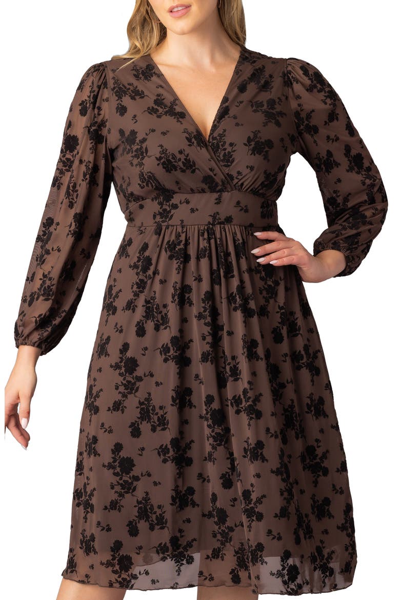 Melanie Floral Mesh Cocktail Dress, Alternate, color, SABLE FLOCKED FLORALS