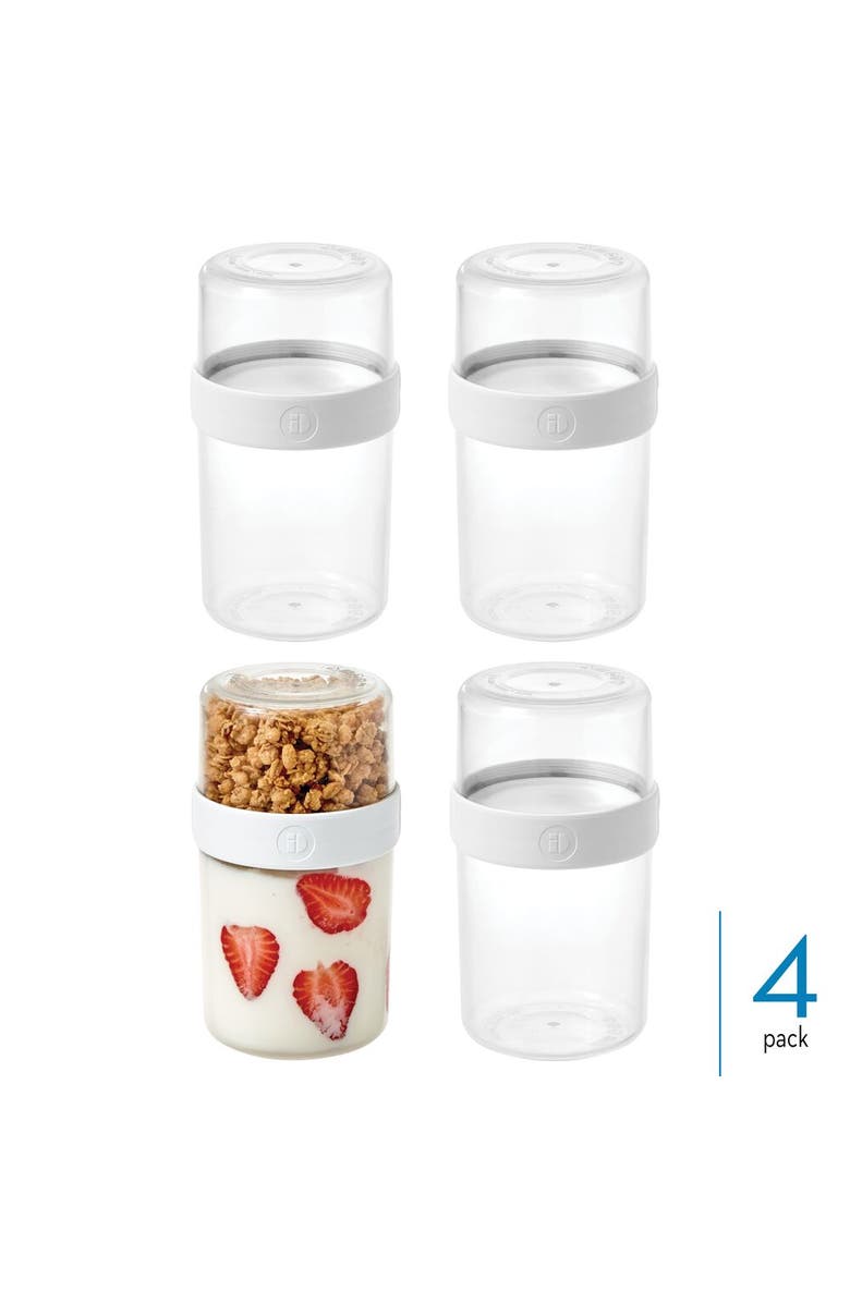 iDesign Medium Stack 'n Snack Food Containers - Set of 4 - Clear/White, Alternate, color, 