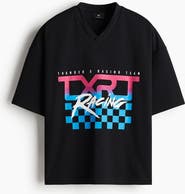 H&M Oversized Fit Printed Mesh T-shirt