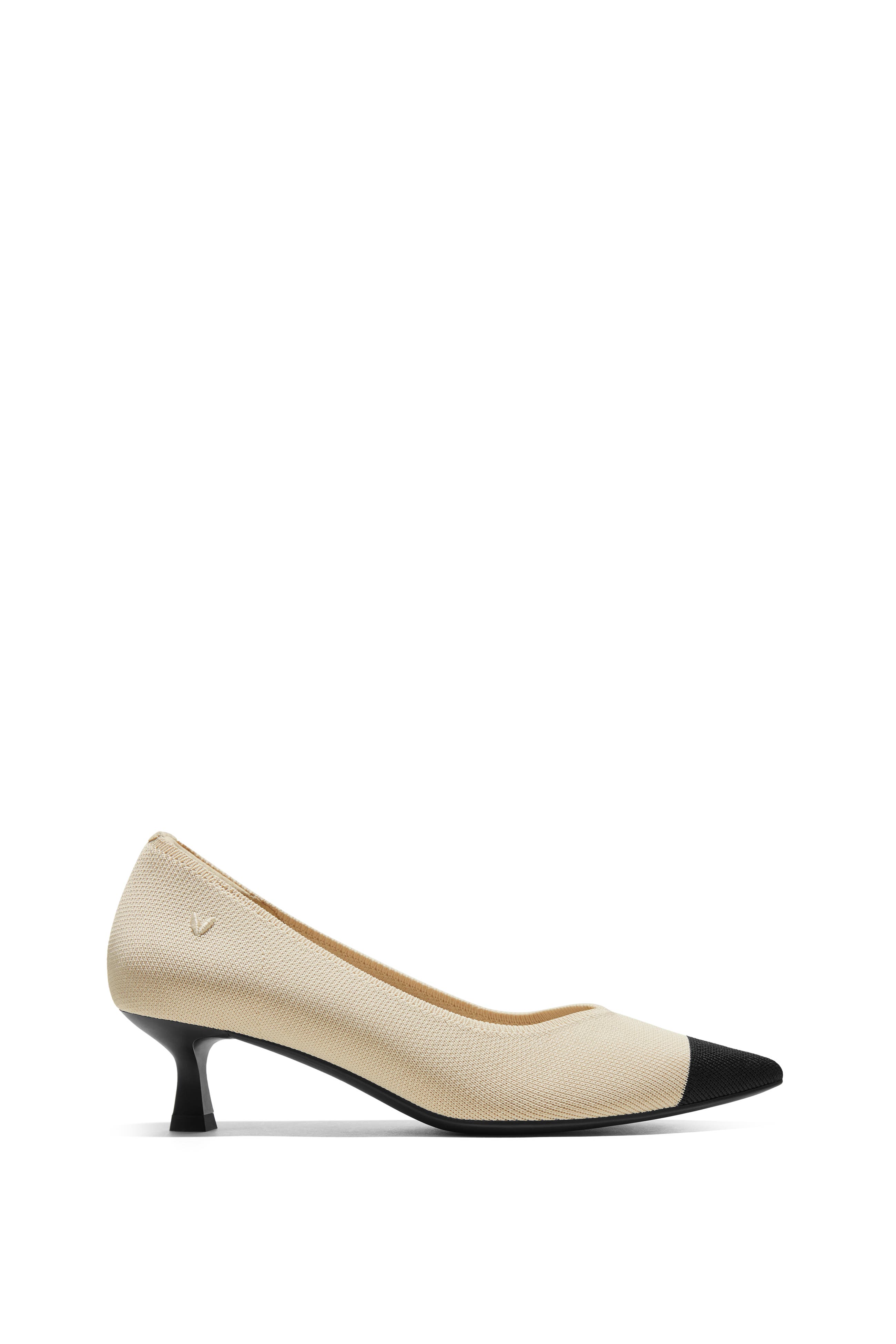 Scarlett Pointed-Toe Kitten Heels, Alternate, color, Cream Ivory & Black