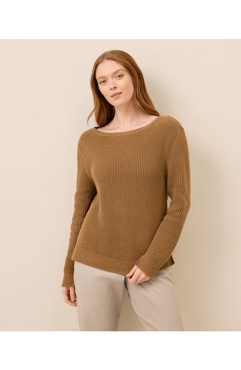 Pact Luxe Knit Boatneck Sweater, Main, color, Brown Sugar Heather