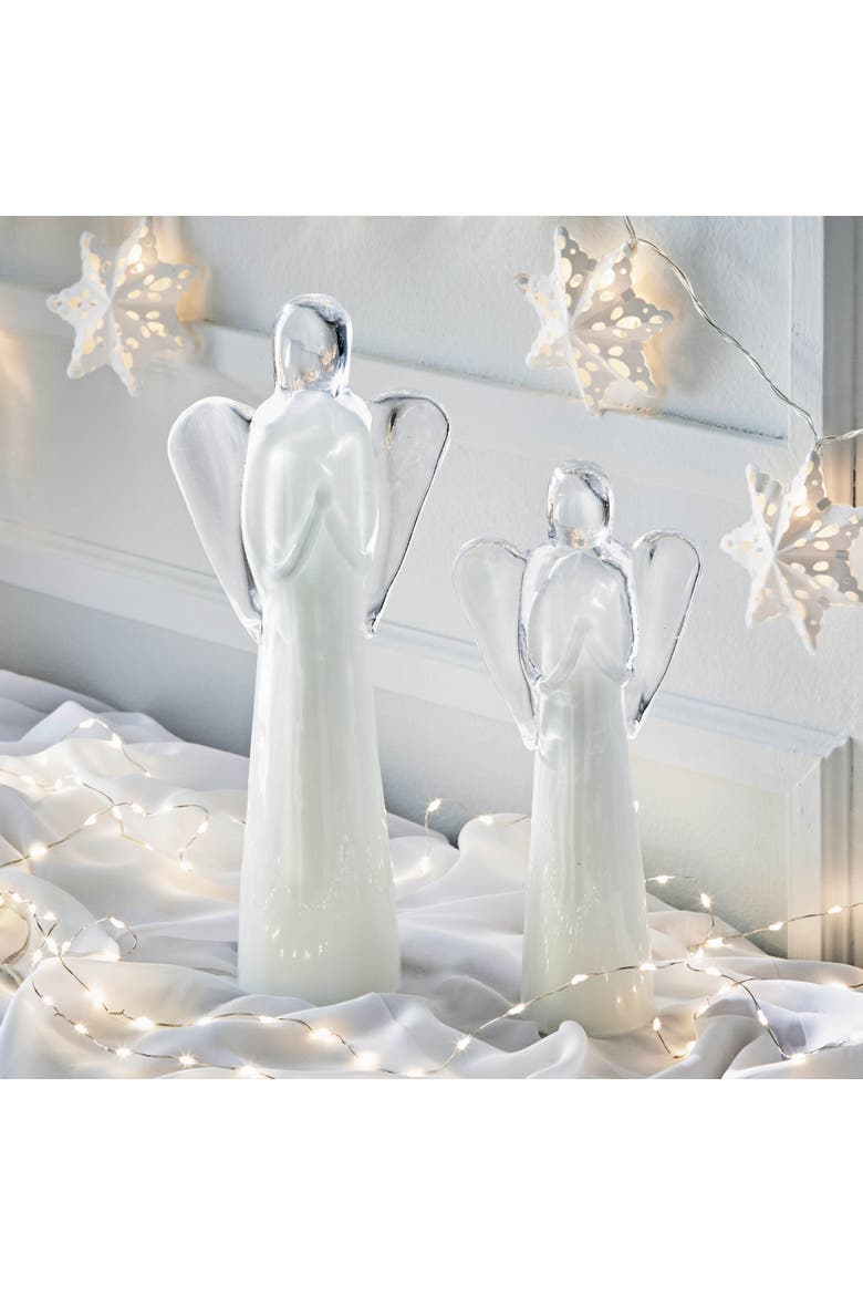 Small Glass Angel Decor for Holiday and Christmas, Alternate, color, White