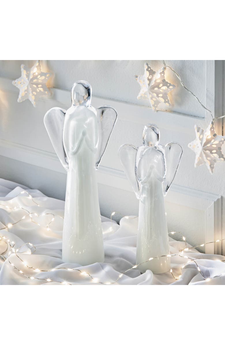 tag Small Glass Angel Decor for Holiday and Christmas, Alternate, color, White