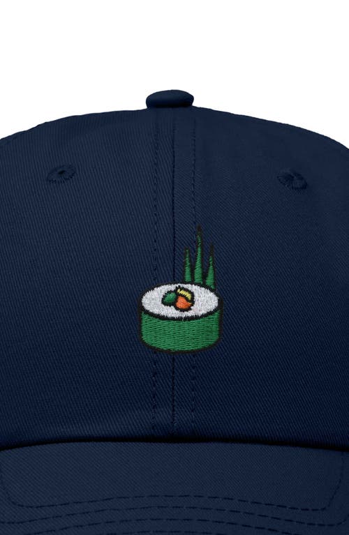 Dalix Sushi Roll Embroidered Dad Hat In Navy Blue