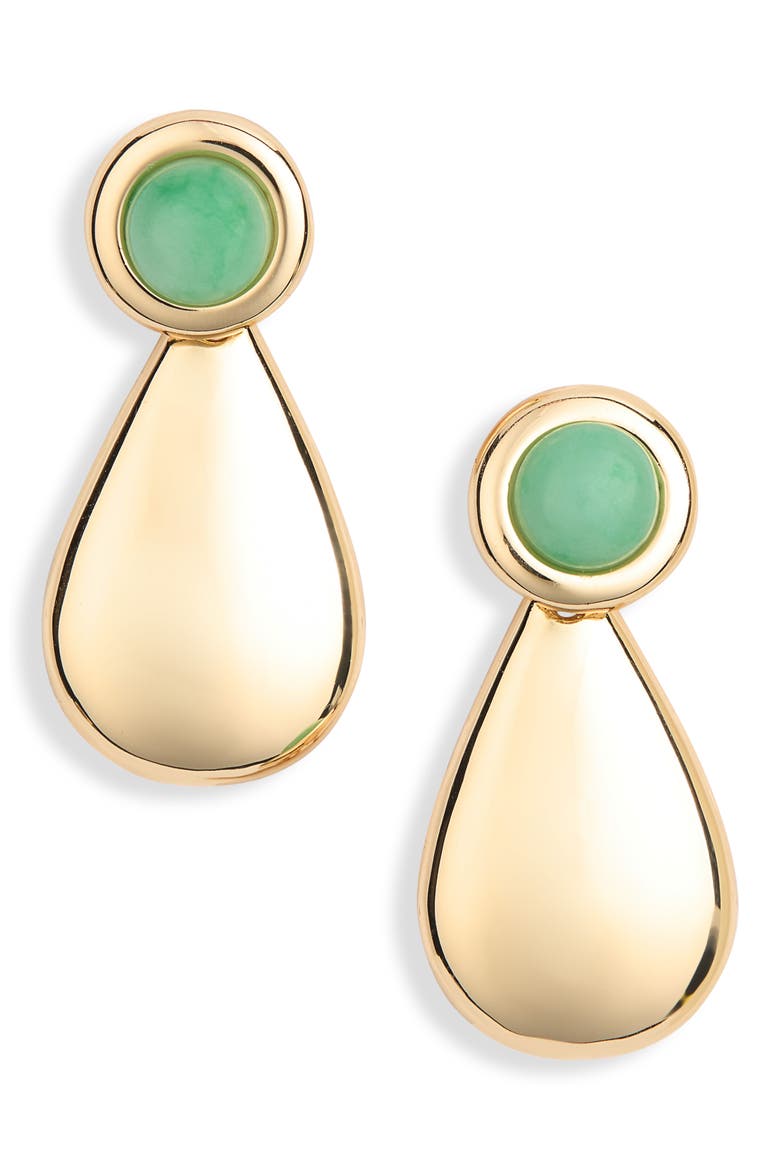Teardrop Earrings, Main, color, GREEN- GOLD