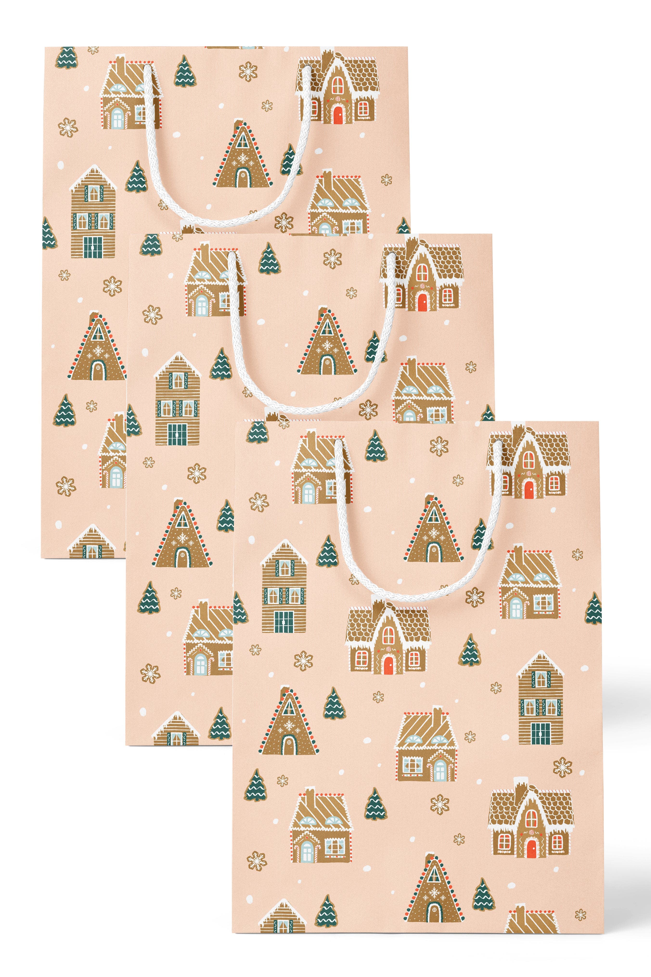 Joy Paper Co. Gingerbread Village Gift Bag Set 