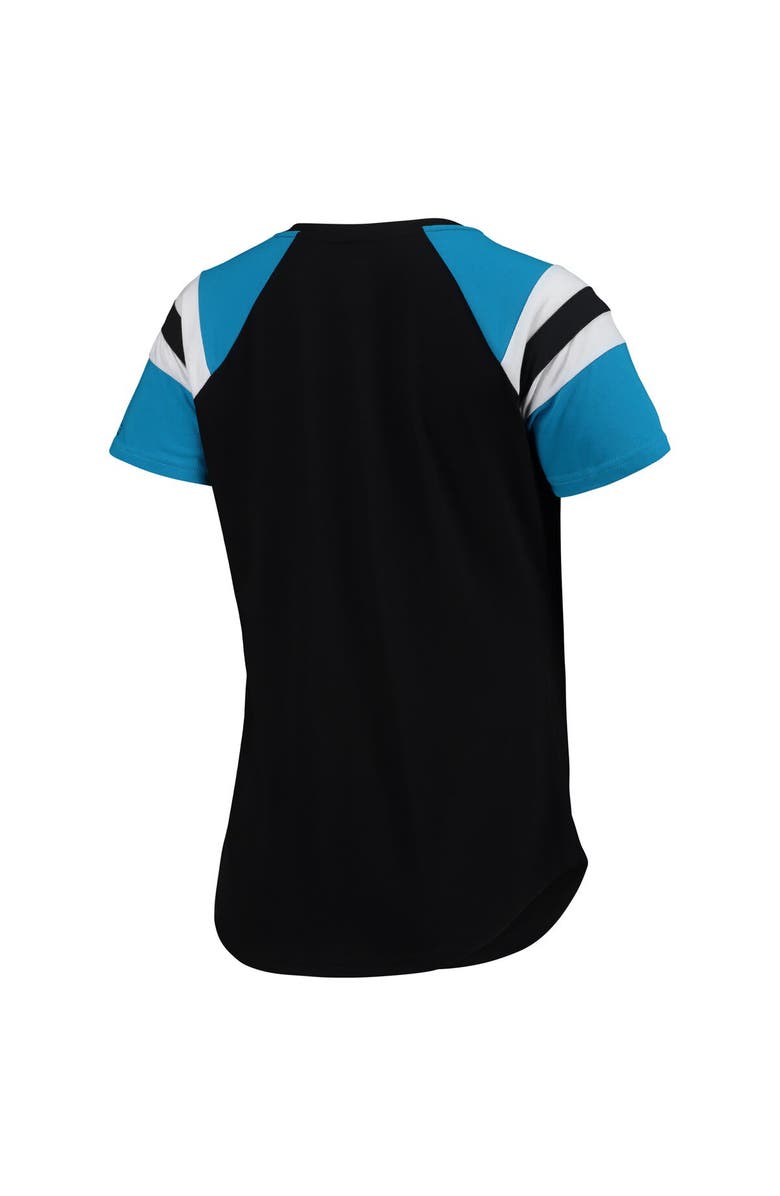 STARTER Women's Starter Black/Blue Miami Marlins Game On Notch Neck Raglan T-Shirt, Alternate, color, 