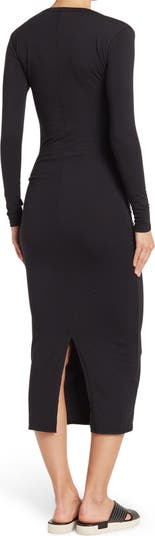 Long Sleeve Ruched Midi Dress