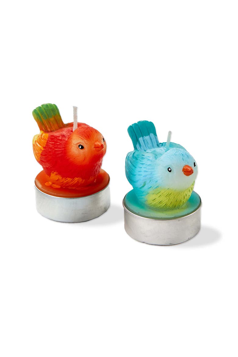 Easter Spring Bright Bird Shaped Tealight Candle Set of 2, Main, color, Multicolored