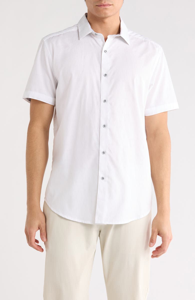 Robert Graham Stretch Cotton Button-Up Shirt, Main, color, White