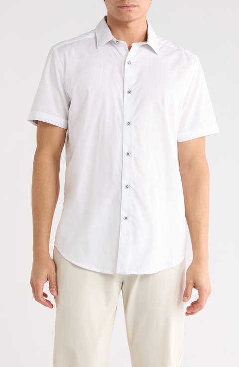 Stretch Cotton Button-Up Shirt