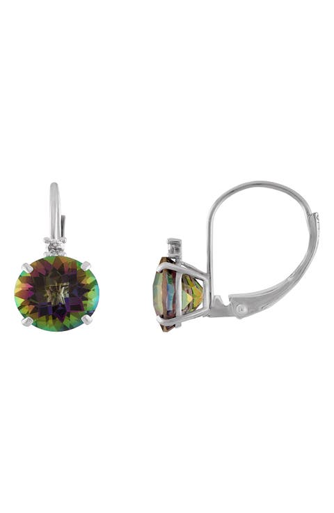 Stone & Diamond Drop Earrings - 0.065ct.