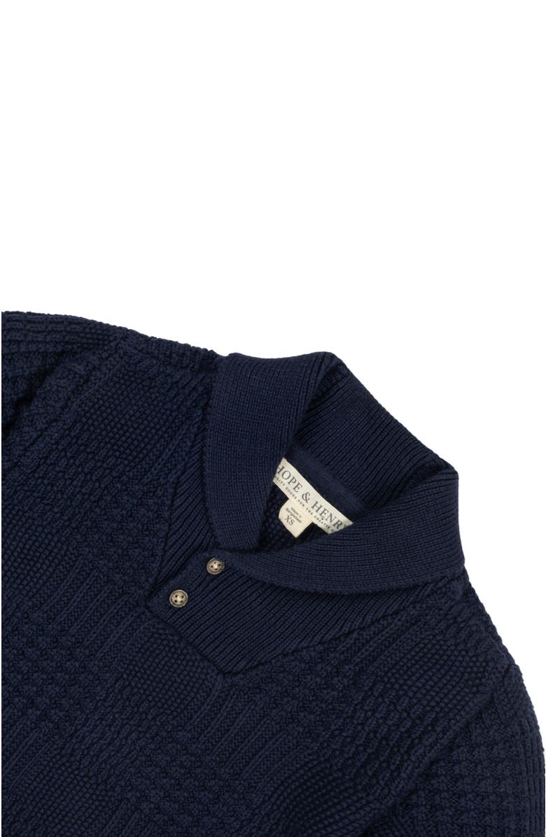 Hope & Henry Baby Boys' Organic Textured Shawl Collar Sweater, Infant, Alternate, color, Navy Glen Plaid Texture
