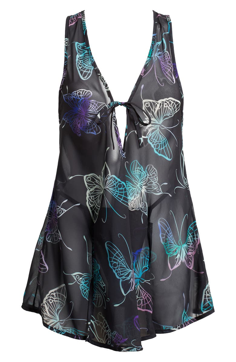 Hauty Mariposa Babydoll Chemise, Alternate, color, Black