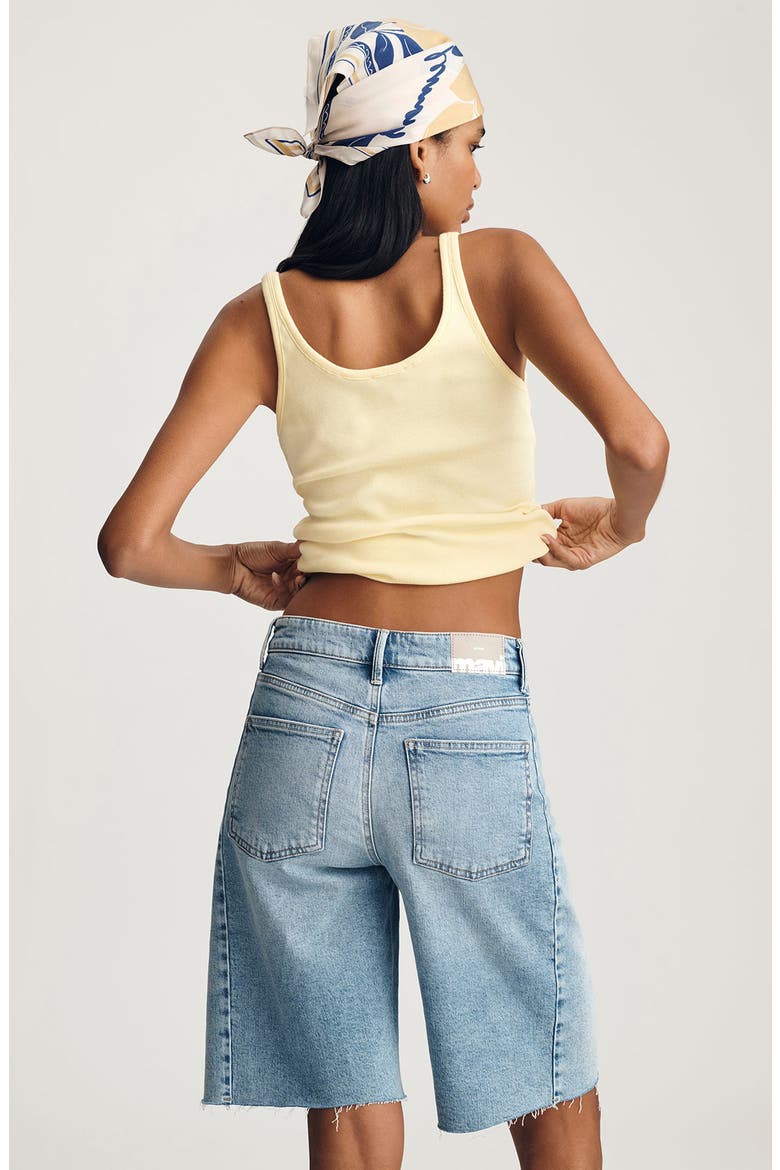 Nica Raw Hem Long Denim Barrel Shorts, Alternate, color, LIGHT CLASSIC BLUE