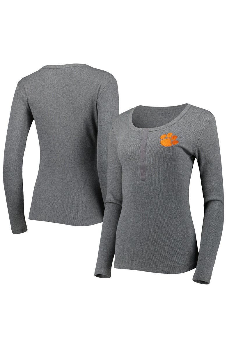 BOXERCRAFT Women's Gray Clemson Tigers Harper Henley Long Sleeve T-Shirt, Alternate, color, 