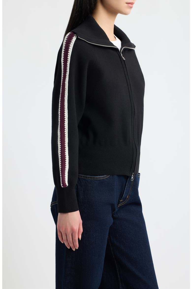 Piper Knit Track Jacket, Alternate, color, BLACK MERLOT STRIPE