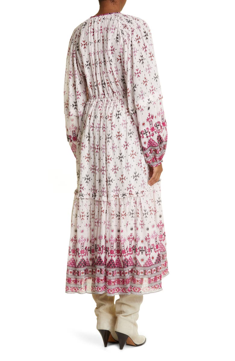 Isabel Marant Étoile Fratela-Ge Print Long Sleeve Maxi Dress, Alternate, color, White
