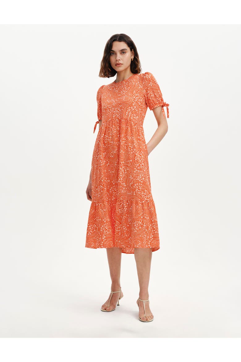 Petite Jessa Tiered Short Sleeve Dress, Alternate, color, Red Flower