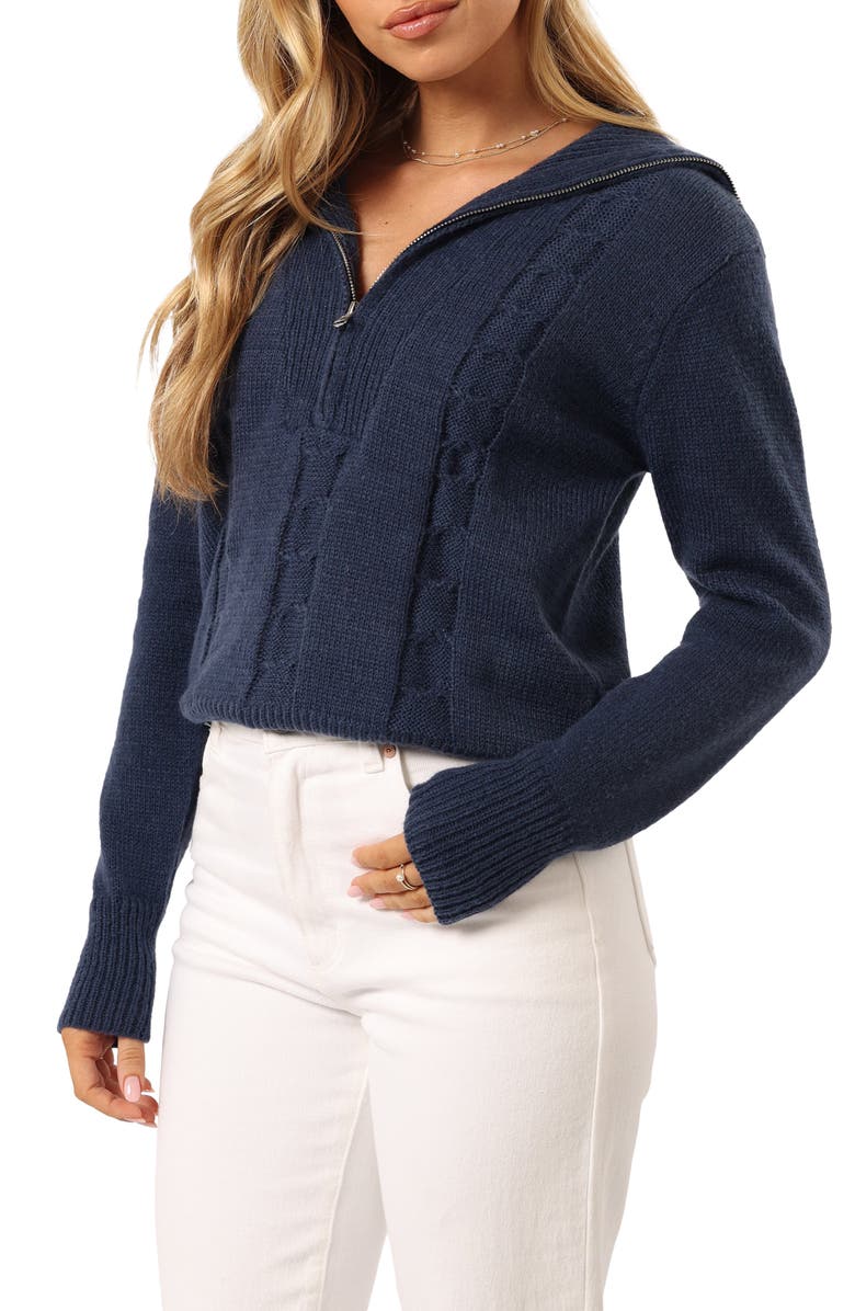 Petal & Pup Viara Half Zip Sweater, Alternate, color, Navy