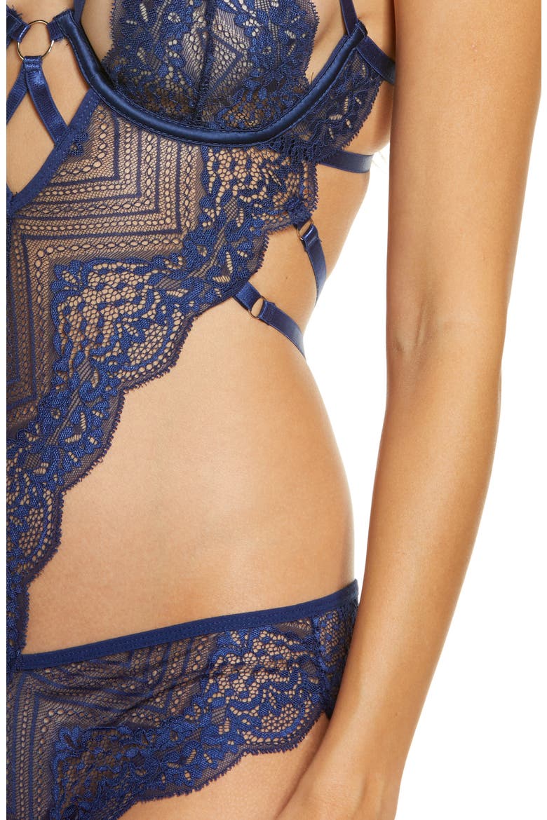Cutout Geo Lace Teddy, Alternate, color, ESTATE BLUE