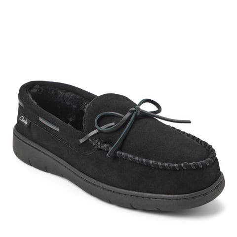 Genuine Cow Suede Moccasin With Leather Lacing And Tipped Faux Fur Slippers