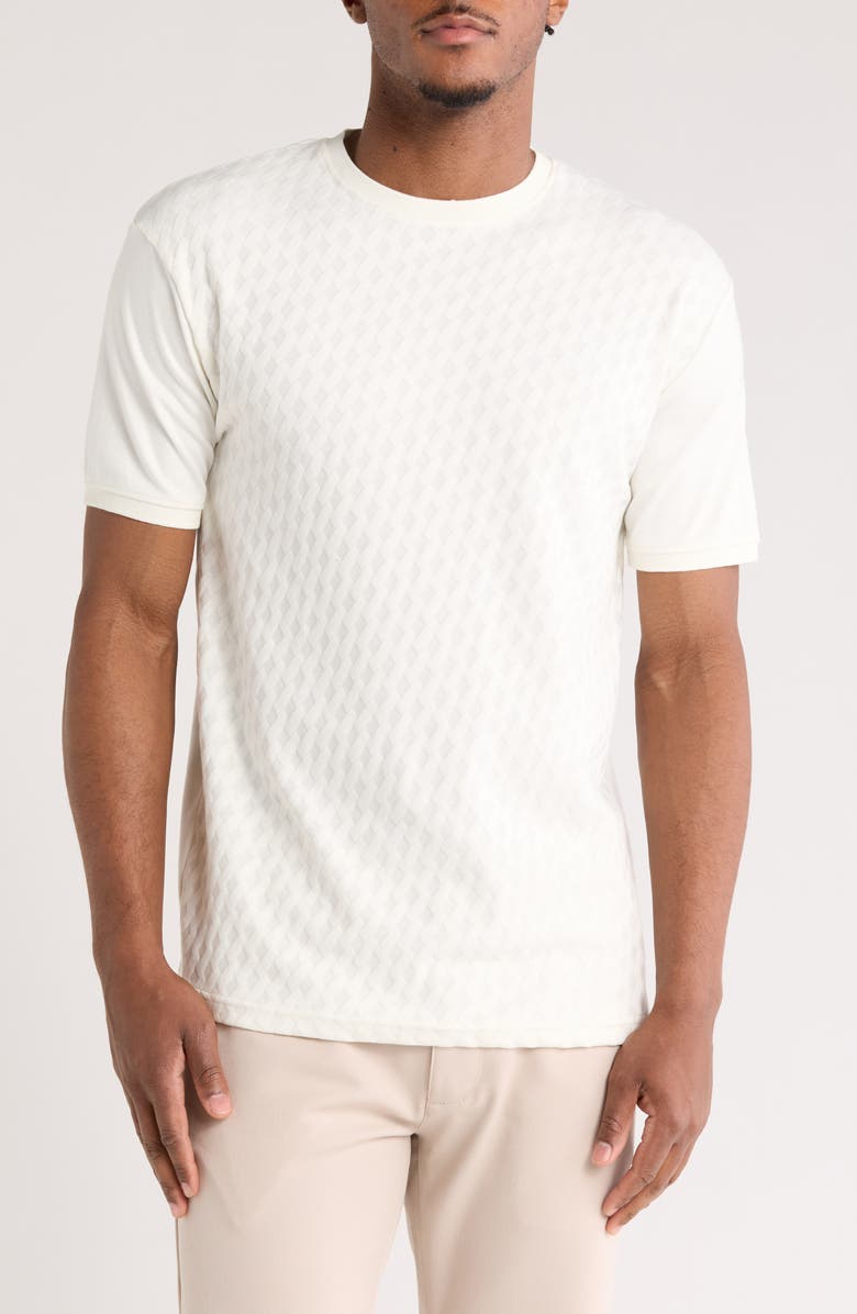 DENIM AND FLOWER Textured Crewneck T-Shirt, Main, color, Cream