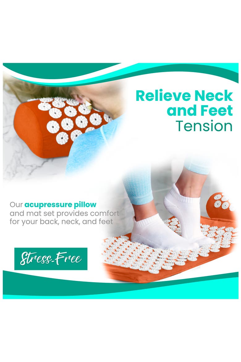 51-Inch Acupressure Mat & Pillow Set, Alternate, color, ORANGE WHITE