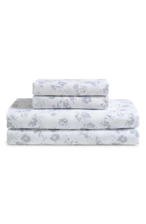 Calvin Klein Tossed Micro Floral 300 Thread Count Sateen Sheet Set In Pale Blue