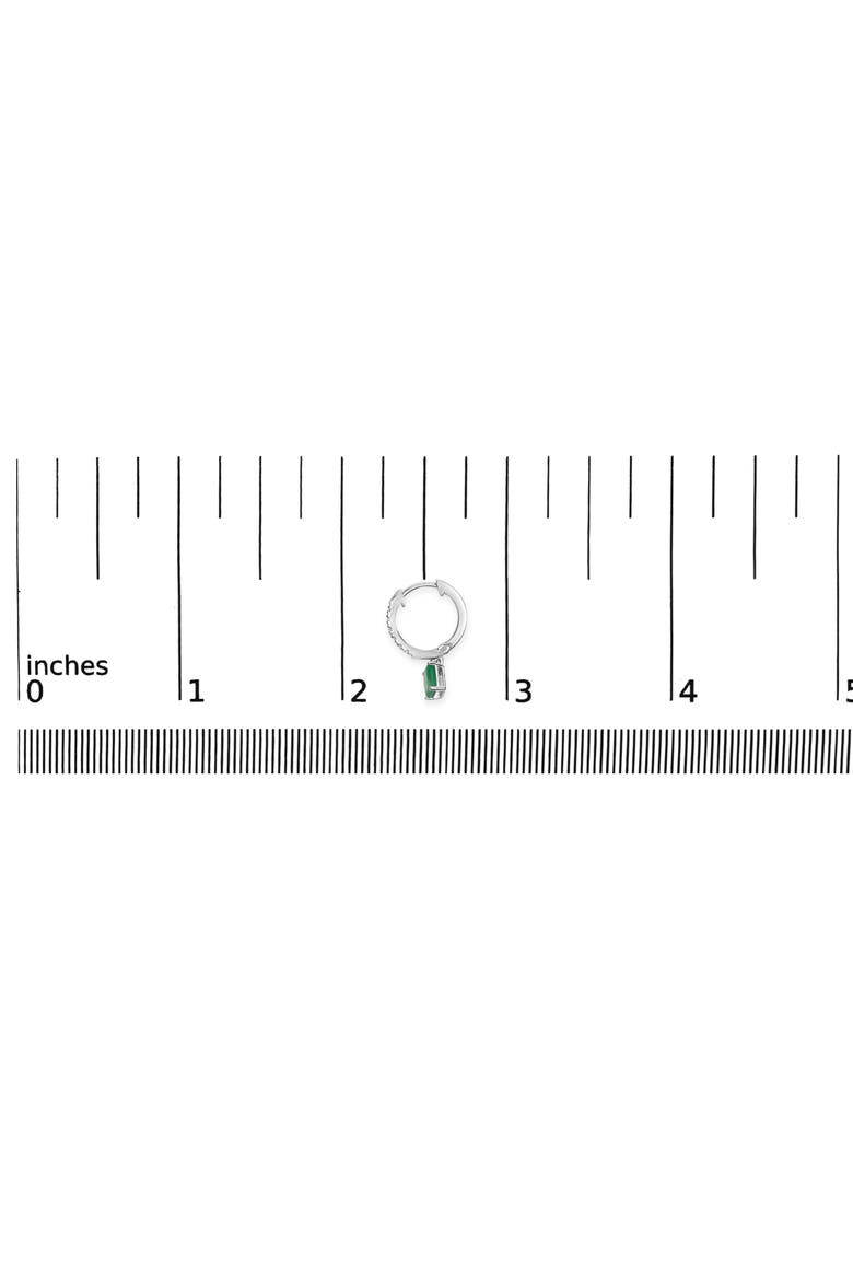 10K White Gold Oval Green Emerald and 1/8 Ct Diamond Drop Earrings, Alternate, color, White