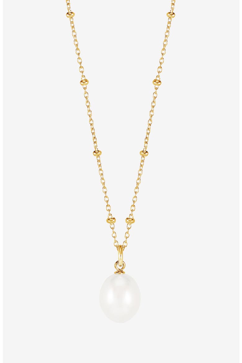 Timeless Adjustable 8mm Oval White Pearl Pendant, Main, color, Yellow Gold Vermeil