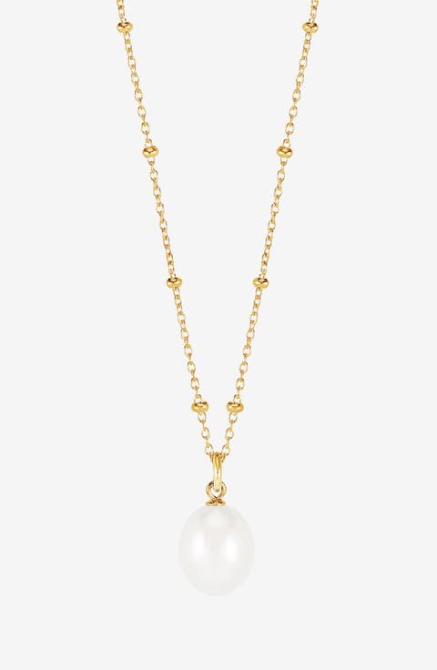 Timeless Adjustable 8mm Oval White Pearl Pendant