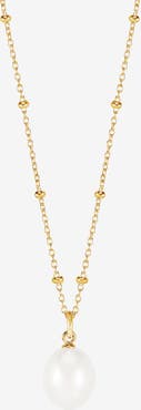 Dower & Hall Timeless Adjustable 8mm Oval White Pearl Pendant