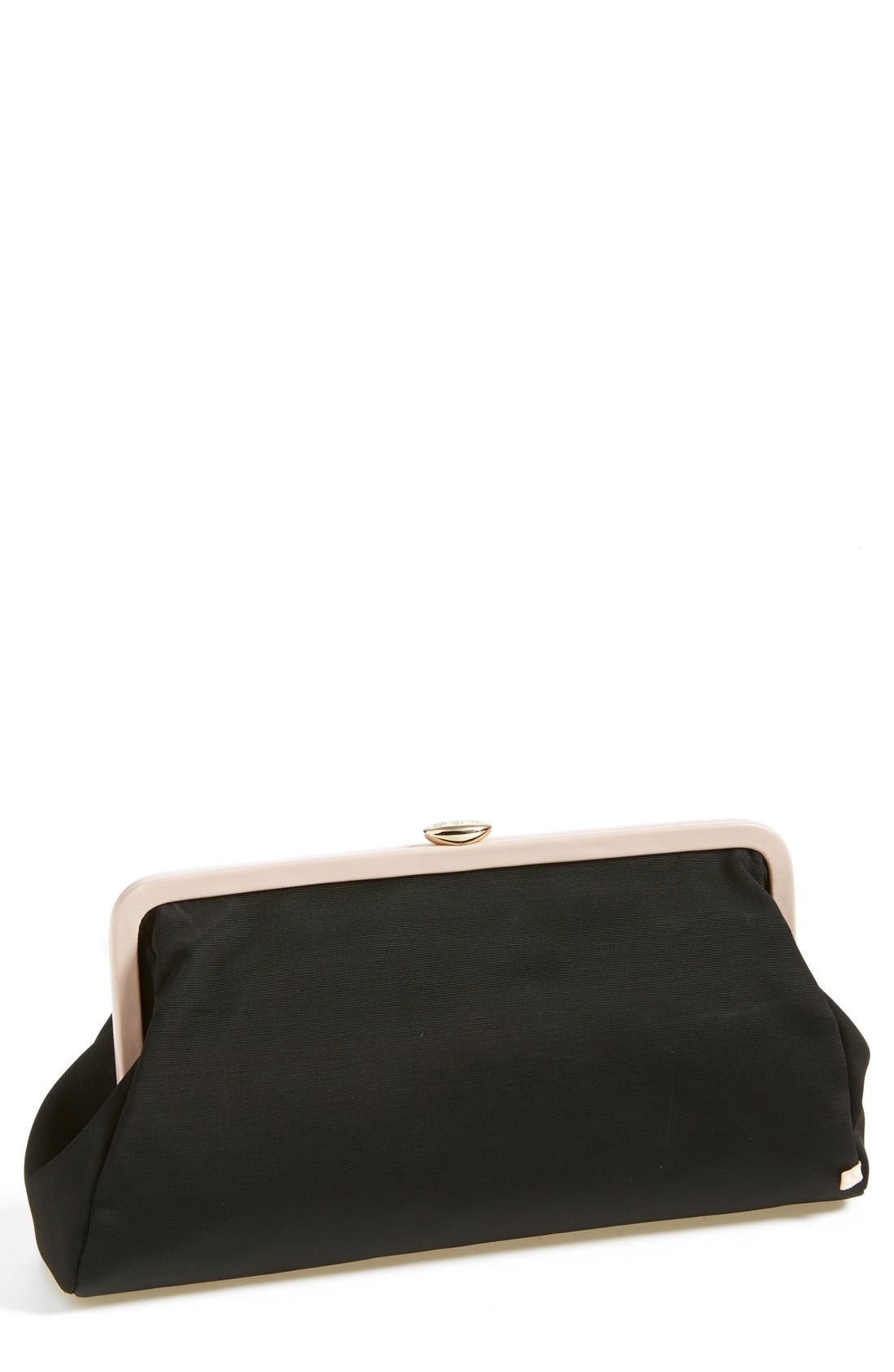 SJP 'Beekman' Grosgrain Clutch, Main, color, BLACK
