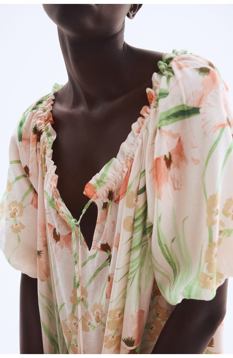 H&M Drawstring-detail Dress, Alternate, color, Light Pink/Floral
