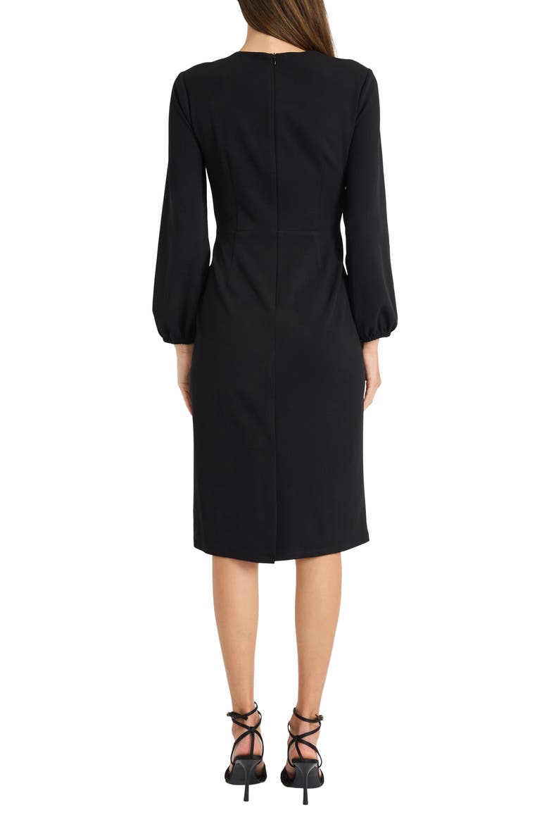 Twisted Long Sleeve Midi Dress, Alternate, color, BLACK