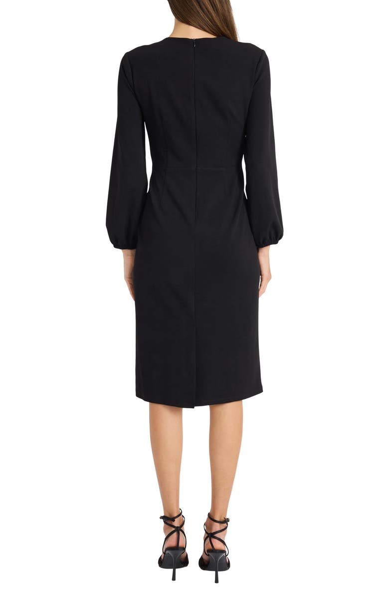 Maggy London Twisted Long Sleeve Midi Dress, Alternate, color, Black