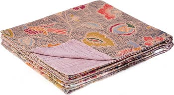 Vintage Cotton Kantha Throw Blanket