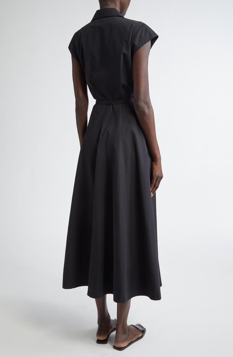 Brandon Maxwell Jace Zip Front Belted Shirtdress, Alternate, color, Black