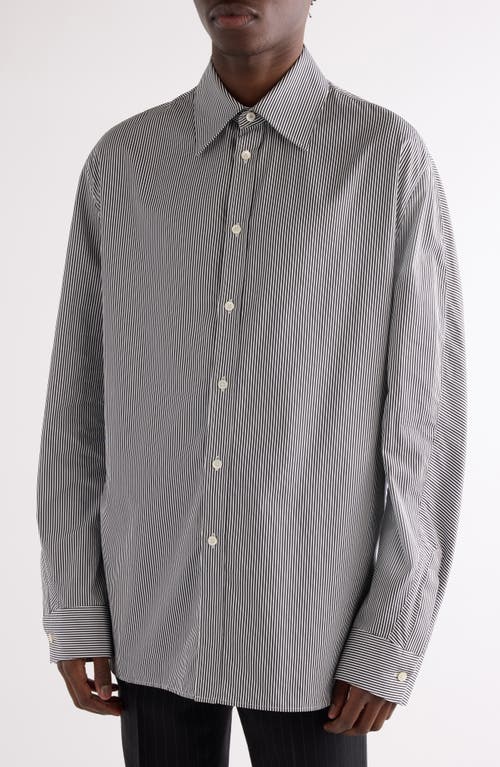 Givenchy Twisted Sleeve Stripe Cotton Overshirt In Multi