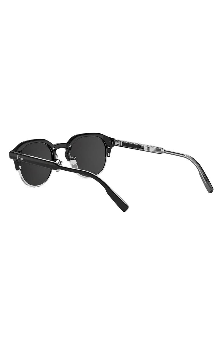 DIOR ibbon R1I 49mm Geometric Sunglasses, Alternate, color, Black/ Crystal / Smoke