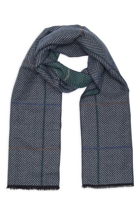Contrast Check Stripe Recycled Polyester & Silk Scarf