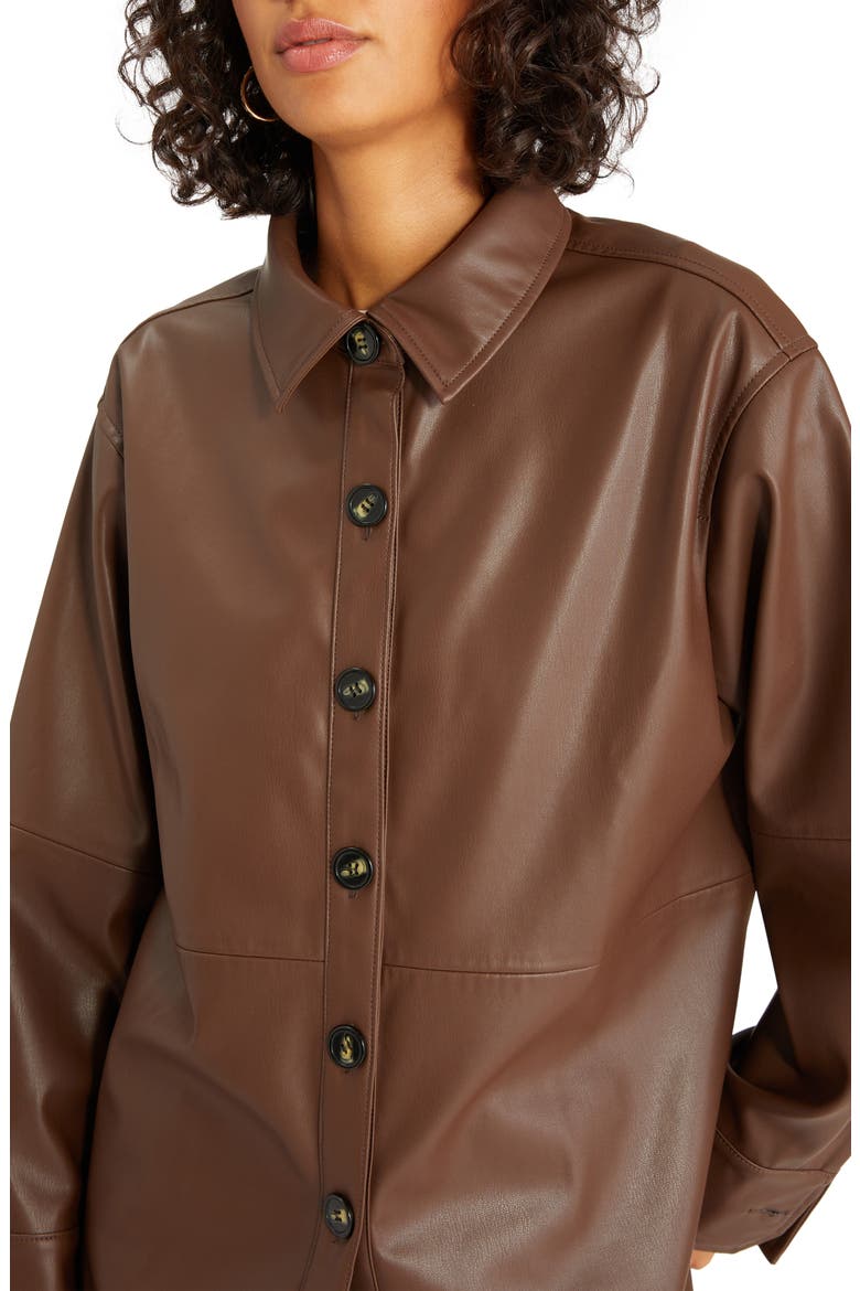 Sancturary Faux Leather Shacket, Alternate, color, MAHOGANY